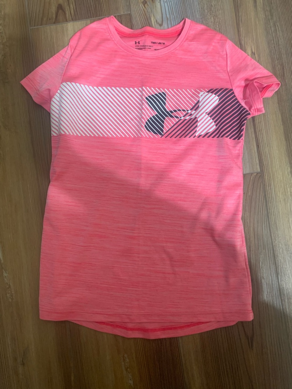 Under Armour Neon Pink Girls' Short Sleeve Performance Tee with Logo Stripe